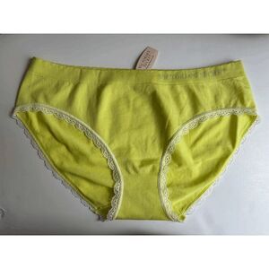 Victorias Secret Vintage Hiphugger Panty Seamless Lace Lemon Lime Yellow Size M